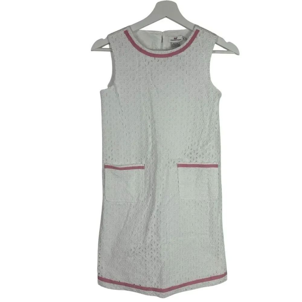 Vineyard Vines Girls size 10 White Eyelet Shift Dress  NEW